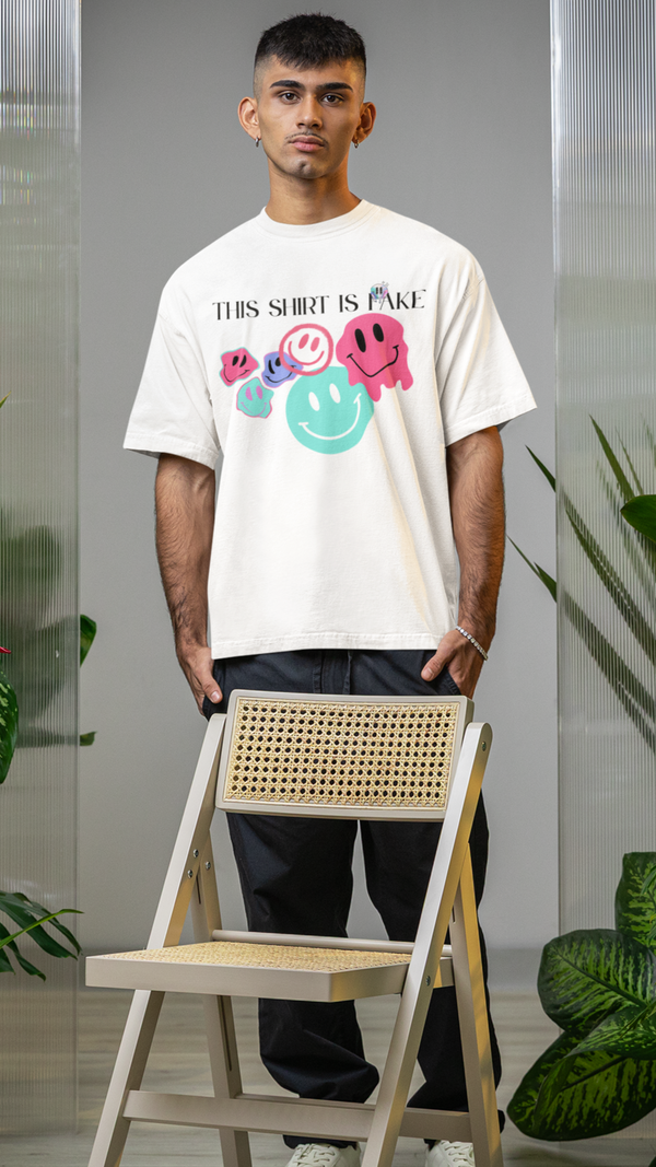 “This Shirt is Fake” – Smiley T-Shirt - White