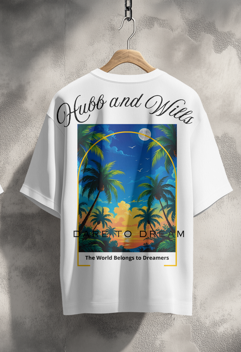 Hubb and Wills – “Dreamers” Oversized Tee - White