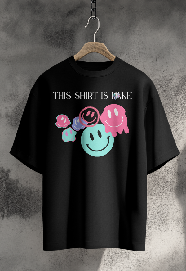 “This Shirt is Fake” – Smiley T-Shirt - Black