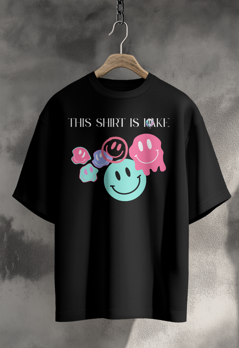 “This Shirt is Fake” – Smiley T-Shirt - Black