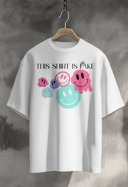 “This Shirt is Fake” – Smiley T-Shirt - White