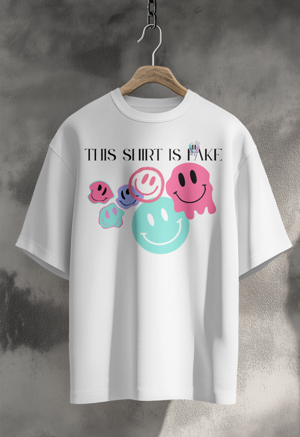 “This Shirt is Fake” – Smiley T-Shirt - White