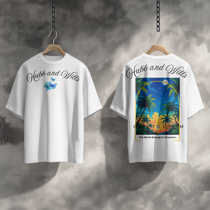 Hubb and Wills – “Dreamers” Oversized Tee - White