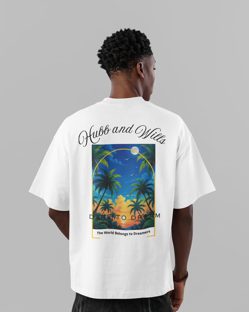 Hubb and Wills – “Dreamers” Oversized Tee - White