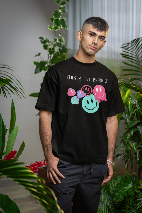“This Shirt is Fake” – Smiley T-Shirt - Black
