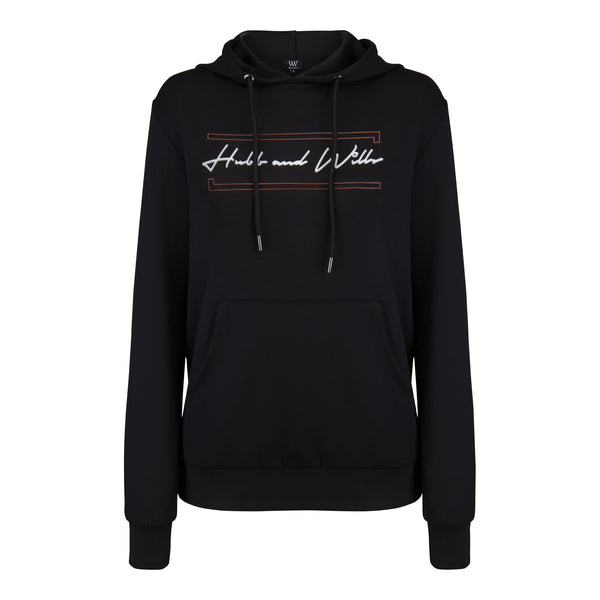 Hubb & Wills For Her Scripto Black Hoodie