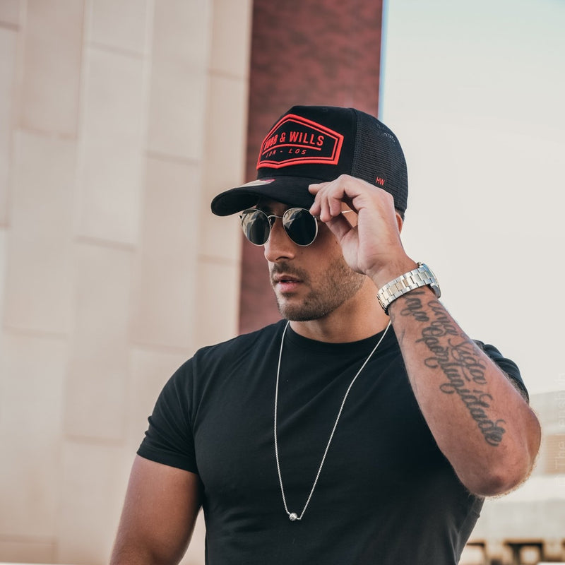 Back and Red Trucker Cap